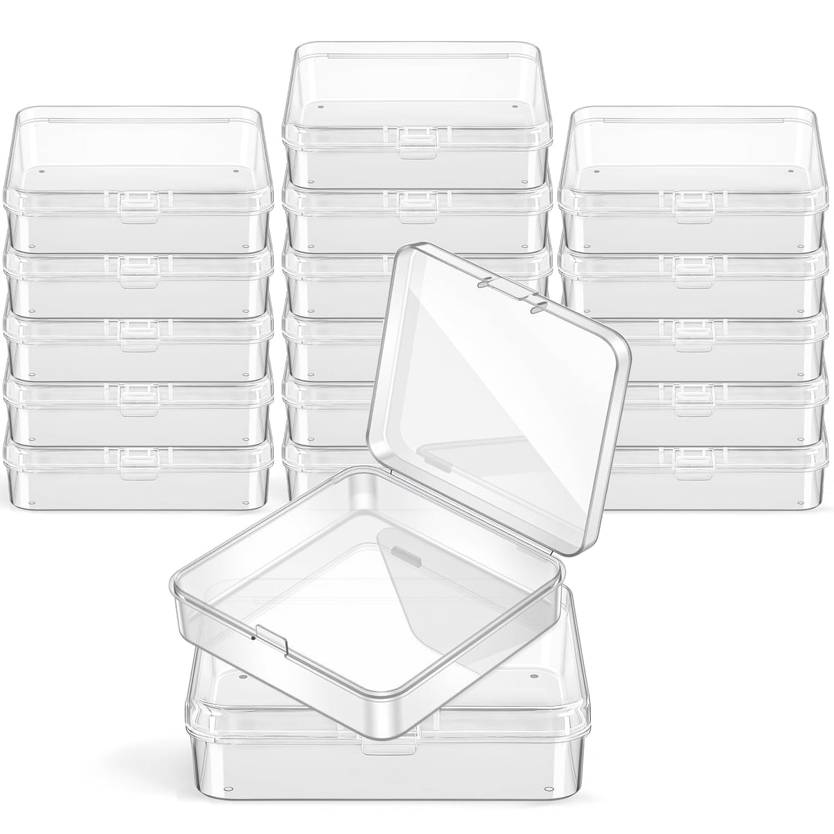 Jetec 6 Pieces Small Clear Plastic Storage Box, 3.3 x 2.1 x 1 Inch