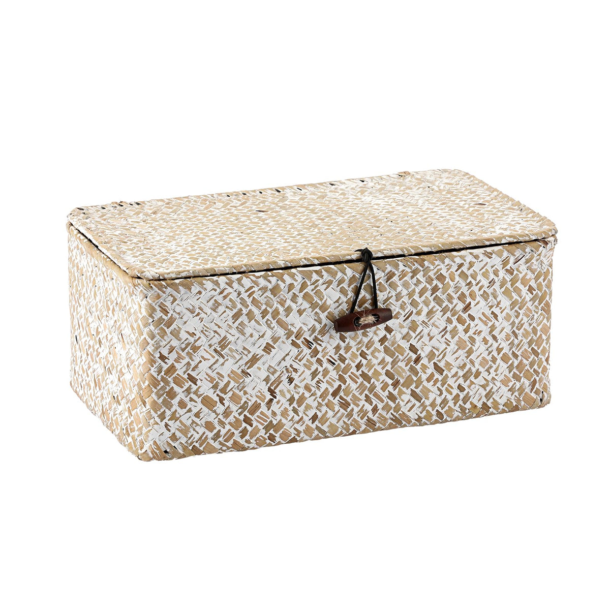 Hipiwe Wicker Shelf Baskets Bin with Lid Large Handwoven Basket Box, Coffee