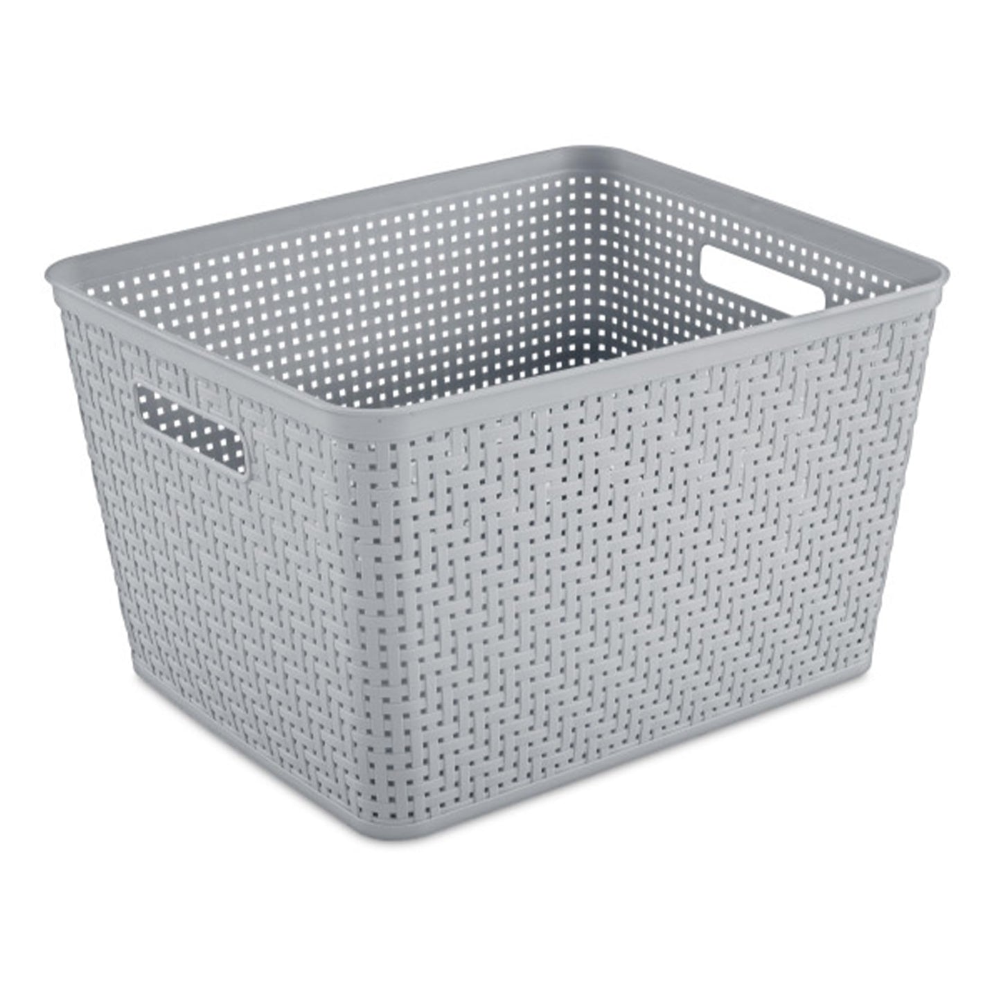 Sterilite Tall Basket, Woven Plastic Storage Organizer Bin, Cement, 6-Pack