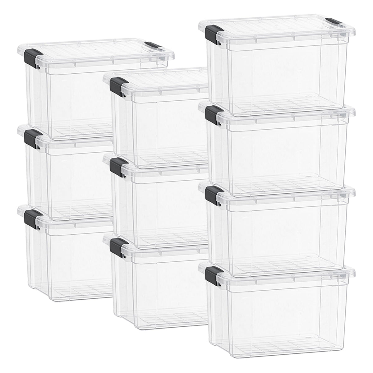 Superio Clear Plastic Storage Bins with Lid, 4.5 Quart Box, Organizing Containers, Stackable Plastic Tote for Home, Garage, Dorm, School, and Office