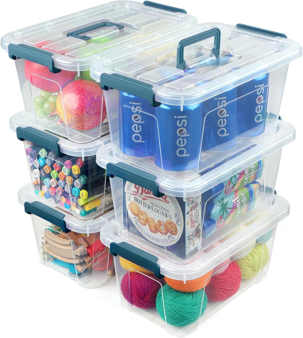 NUMIFUN 7Qt Clear Plastic Storage Bins with Lids,Transparent Design,6 Pack