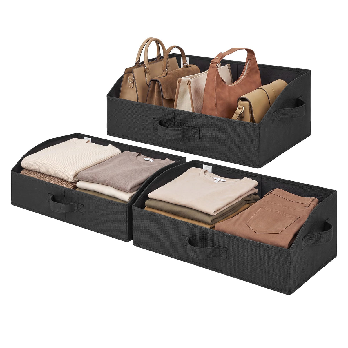 GRANNY SAYS Trapezoid Closet Storage Bins, Medium, Black, 3-Pack