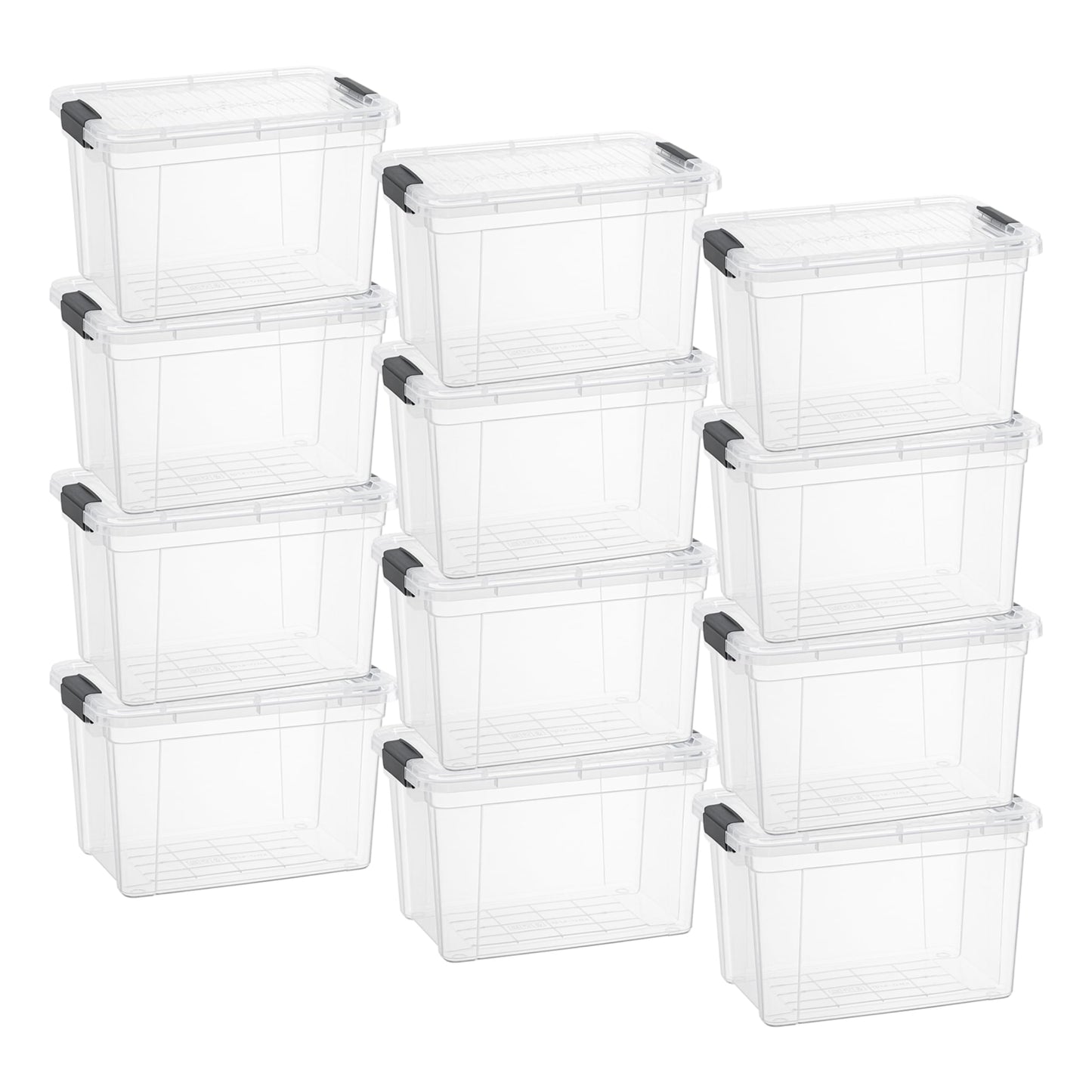 Superio 13.7 Quart Clear Plastic Storage Bin with Lid, Stackable Organizer Box, BPA-Free Storage Container for Home, Garage, School & Office, 1 Pack