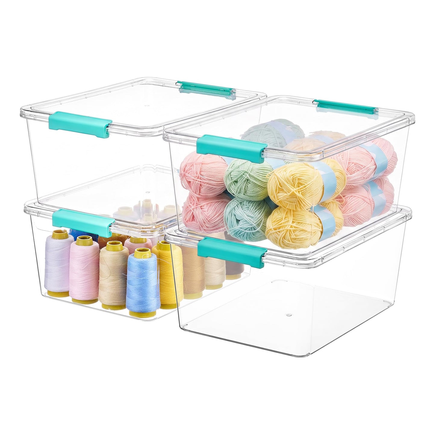 Vtopmart 4 Pack 6 Qt Plastic Storage Bins with Lids, Clear Sensory Bins