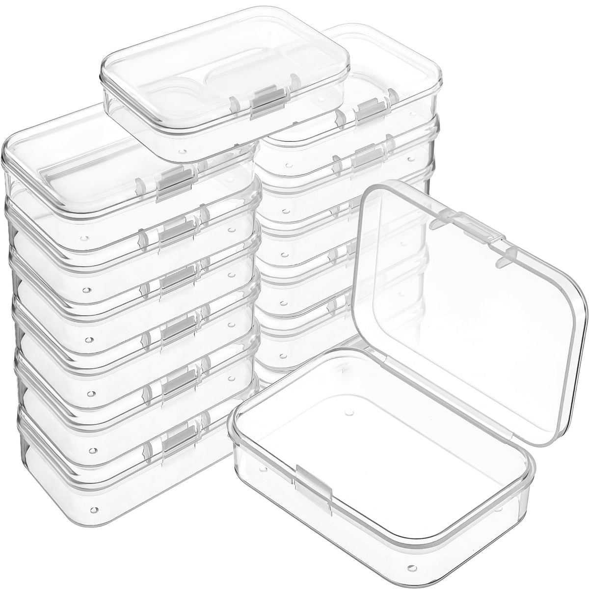 Jetec 6 Pieces Small Clear Plastic Storage Box, 3.3 x 2.1 x 1 Inch