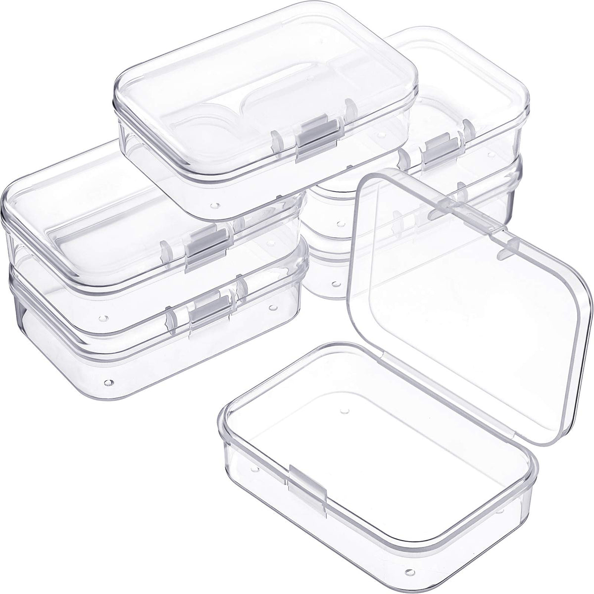 Jetec 6 Pieces Small Clear Plastic Storage Box, 3.3 x 2.1 x 1 Inch