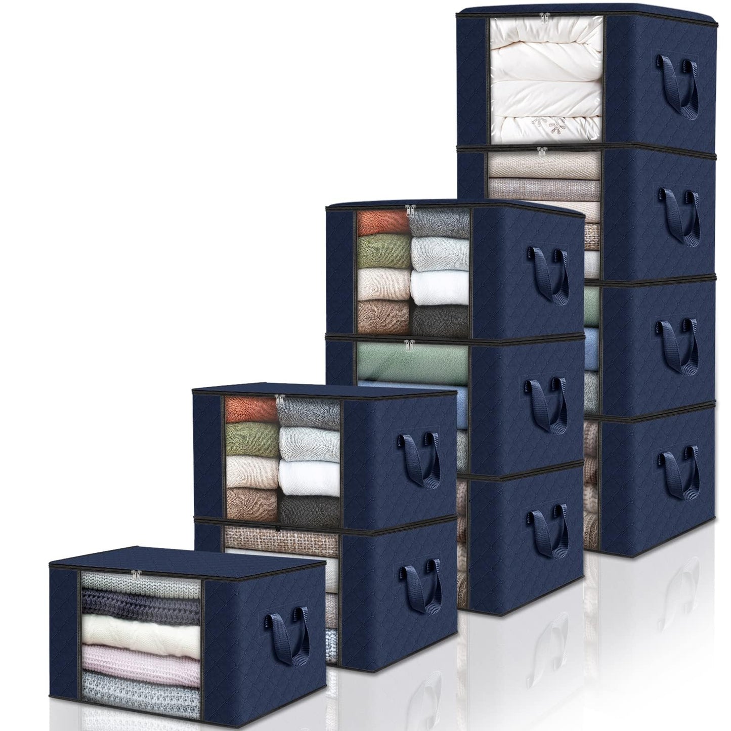 Fab totes 6 Pack Storage Bags for Clothes Blanket Storage Bins with Lids