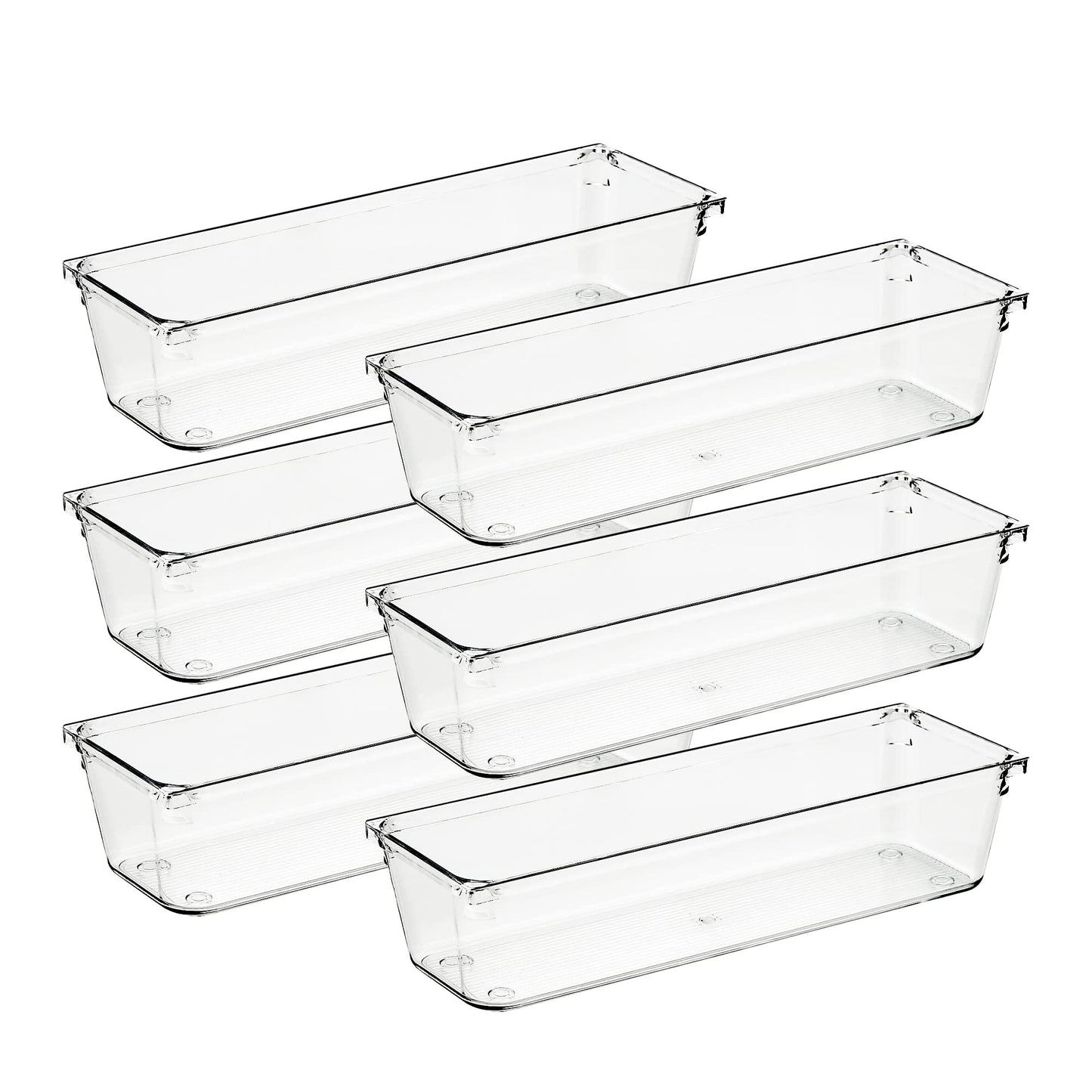 Ravinte 6 Pack Drawer Organizer, 6" x 9" Plastic Storage Bins