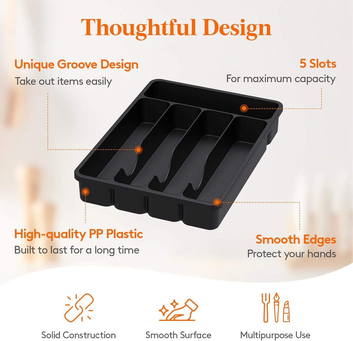 Lifewit Silverware Drawer Organizer Tray, Cutlery Storage for Kitchen