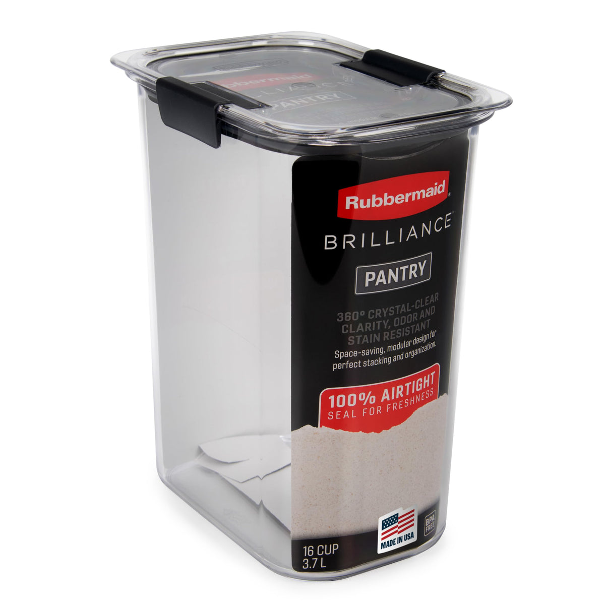 Rubbermaid Brilliance Pantry Airtight Food Storage Container, BPA-Free 7.8 Cup, Ideal for Brown Sugar - Efficient, Leak-Proof and Dishwasher-safe