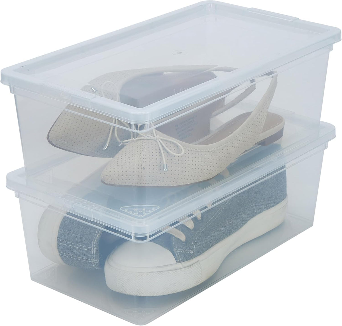 Simplify Storage Bins with Lids | Dimensions: 13.23"x 7.5"x 4.5" |6 Pack| Stackable | Nestable Bins | Great for Clothing | Books | Household Items | Shoes | Home Organization | Clear.