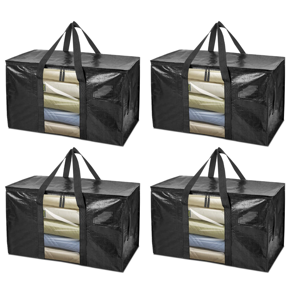 BALEINE 6-Pack Oversized Moving Bags with Reinforced Handles, Heavy-Duty Storage Tote for Clothes, Moving Supplies (Clear, 6-Pack)