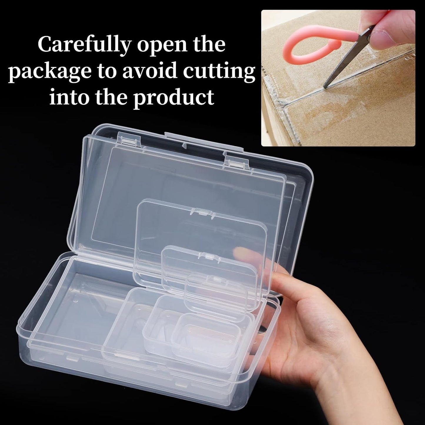 Small Storage Containers 28 Pack Mixed Sizes Plastic Craft Boxes Clear