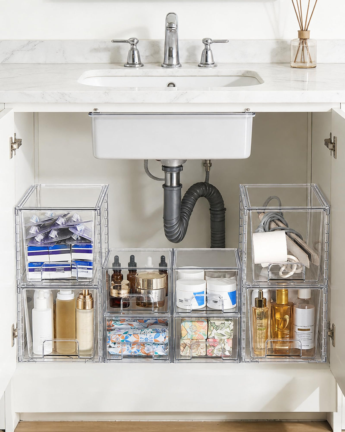 Vtopmart Clear Stackable Storage Drawers Set of 5, Plastic Organizer Bins