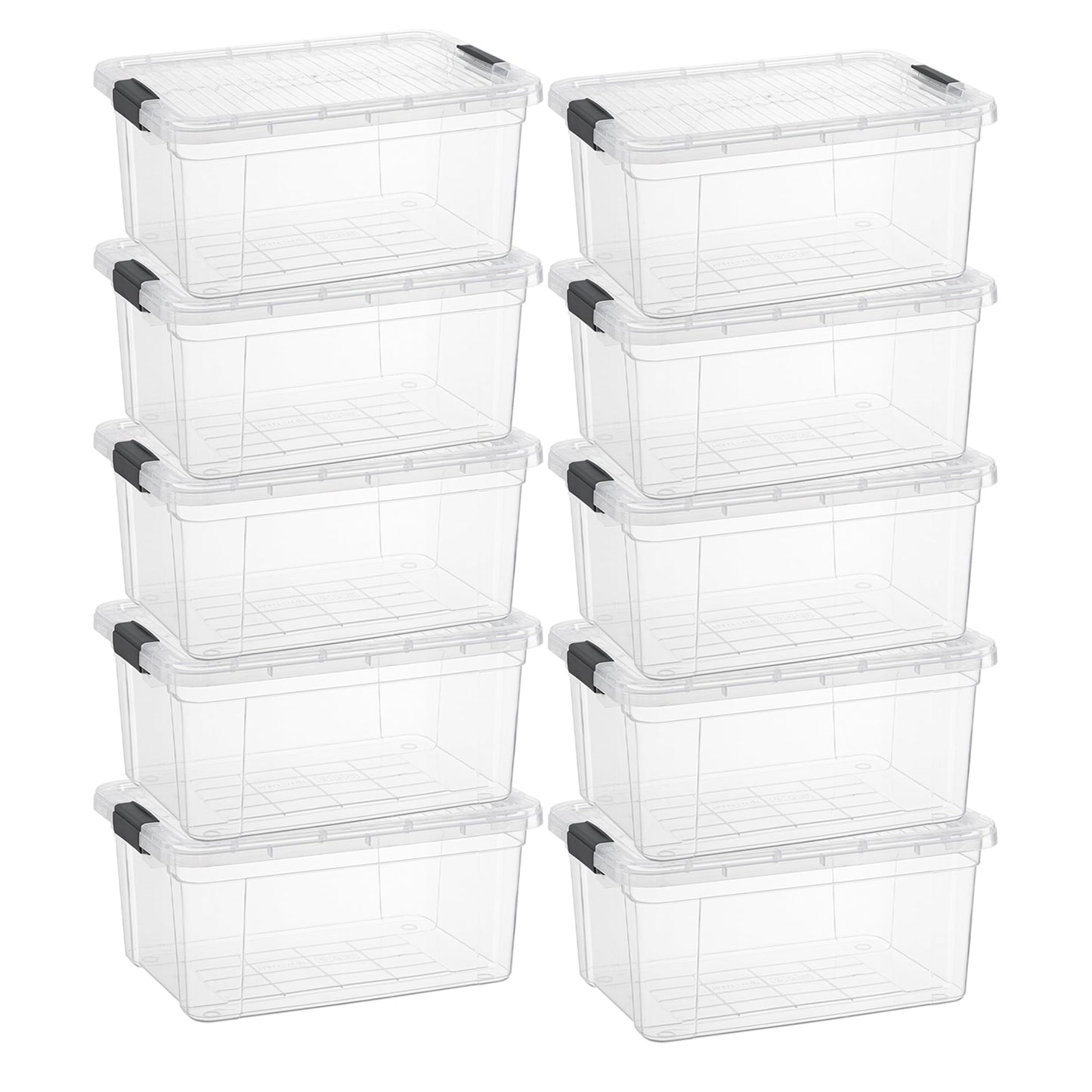 Superio Clear Plastic Storage Bins with Lid, 4.5 Quart Box, Organizing Containers, Stackable Plastic Tote for Home, Garage, Dorm, School, and Office