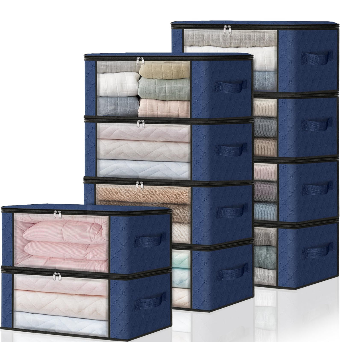 HomeHacks 3-Pack Clothes Organizer Storage Bags, 35L Storage Bins, Gray
