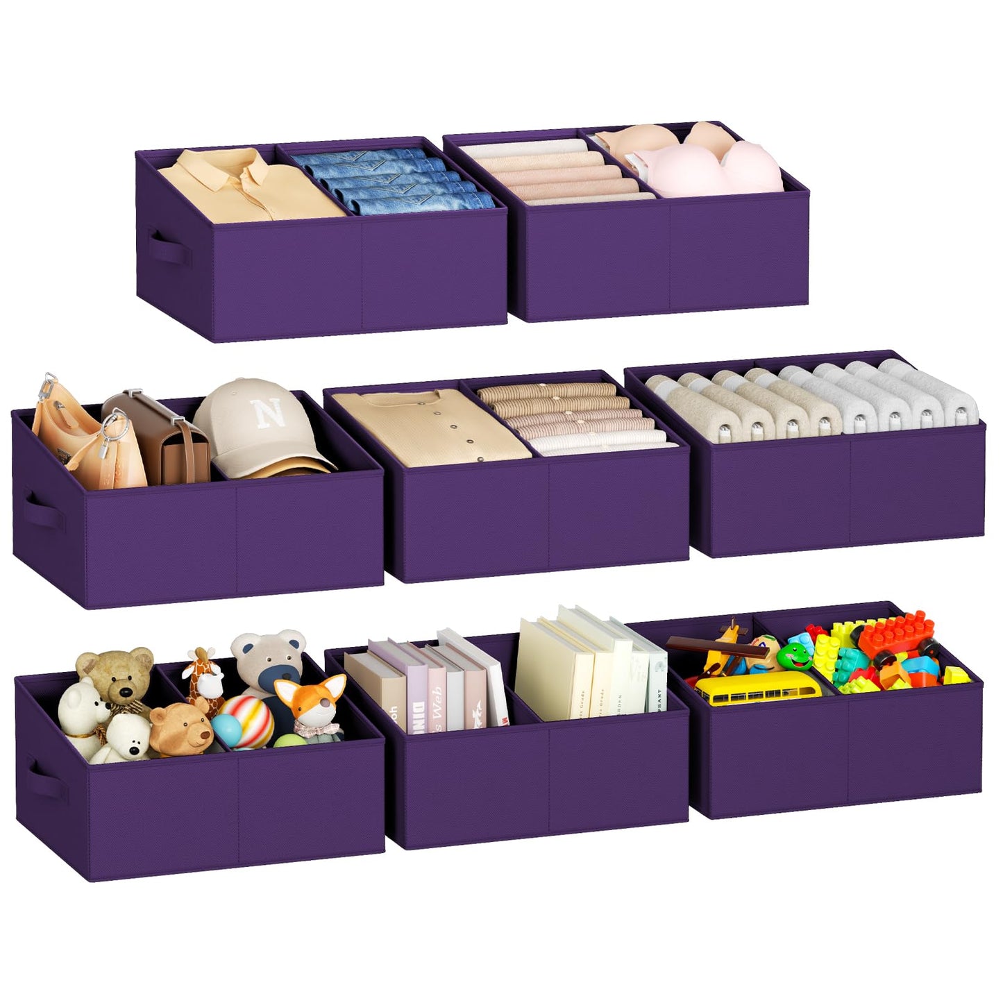 DIMJ Closet Storage Bins - Fabric Storage Baskets for Shelves, Collapsible Closet Organizers and Storage with Handles, Trapezoid Shelf Organization Storage Cubes for Purse, Toys, Books, Towel, Socks