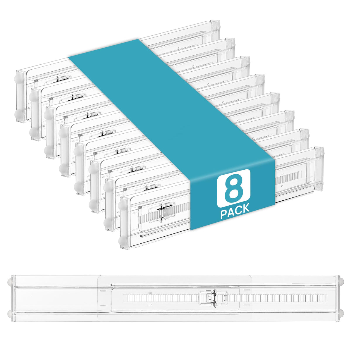 Vtopmart 12 Pack Drawer Dividers for Clothes, 4" High 10.2"-16.5" Adjustable Expandable Dresser Drawer Organizer, Clear Plastic Separators for Dresser, Baby Clothing, Underwear, Cosmetic, Toiletries