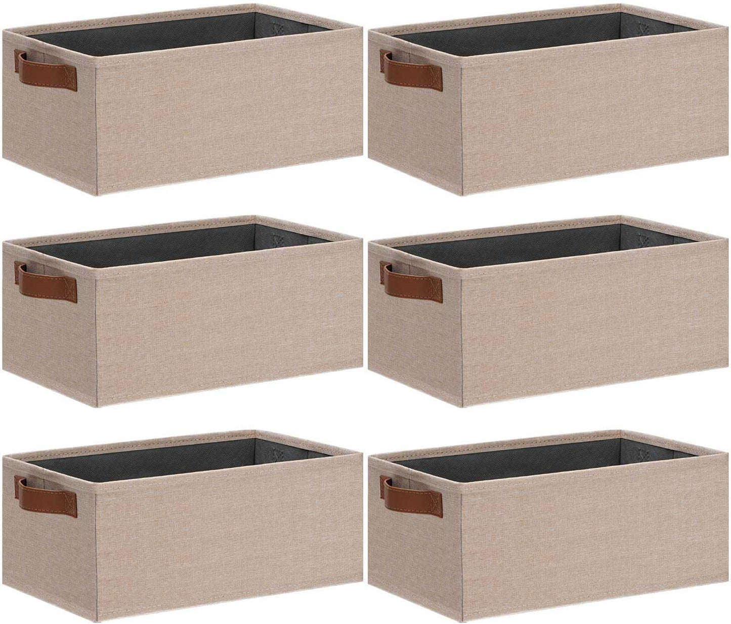 GhvyenntteS Storage Baskets for Organizing, Fabric Storage Bins with Leather H&les, Foldable Rectangular Storage Baskets for Shelves, Closets, Home, Office(Black/White, 6 Pack)11.8X7.9X5.1 in