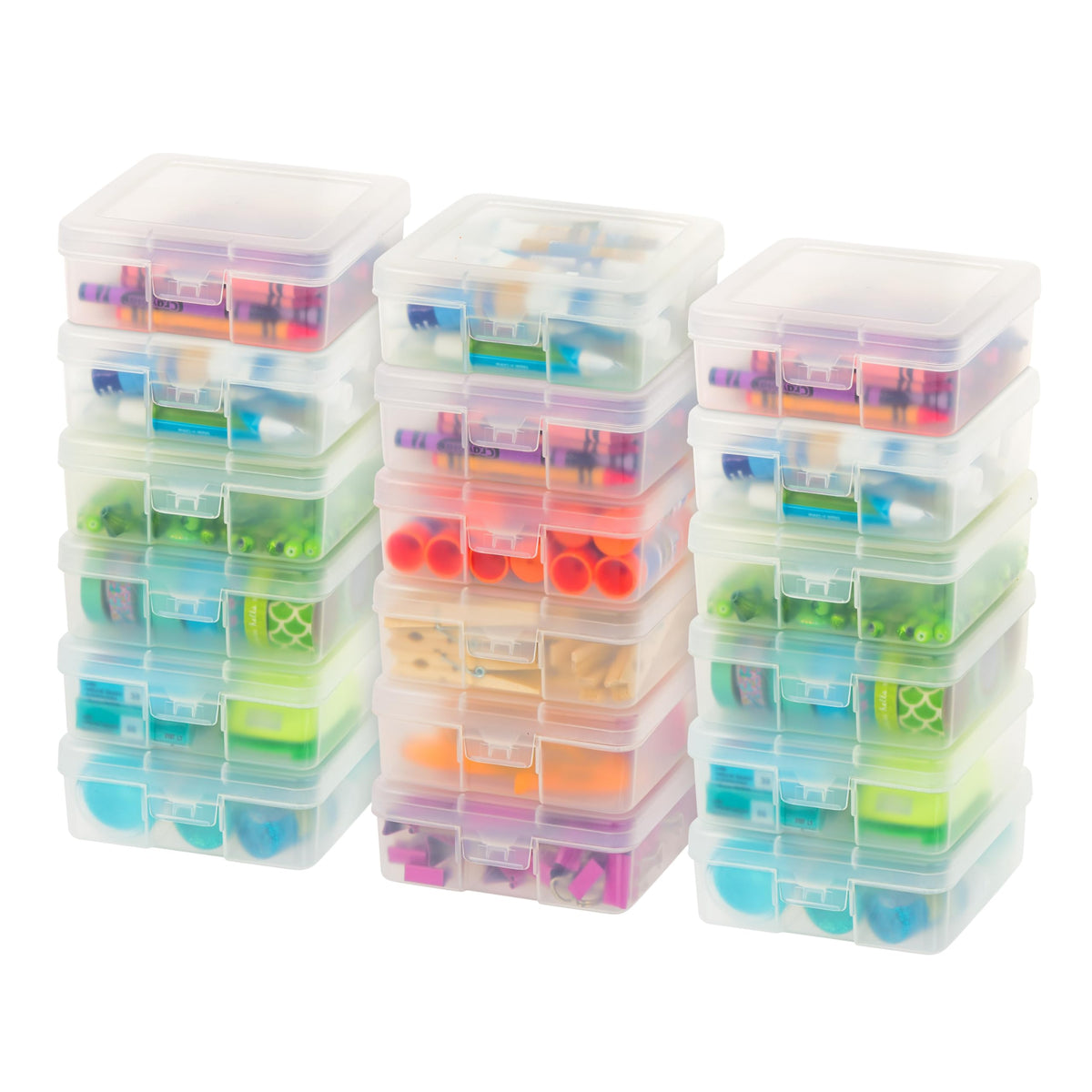 IRIS USA Clear Cases |Made in USA| Plastic Box Organizers (18-Pack)- Small