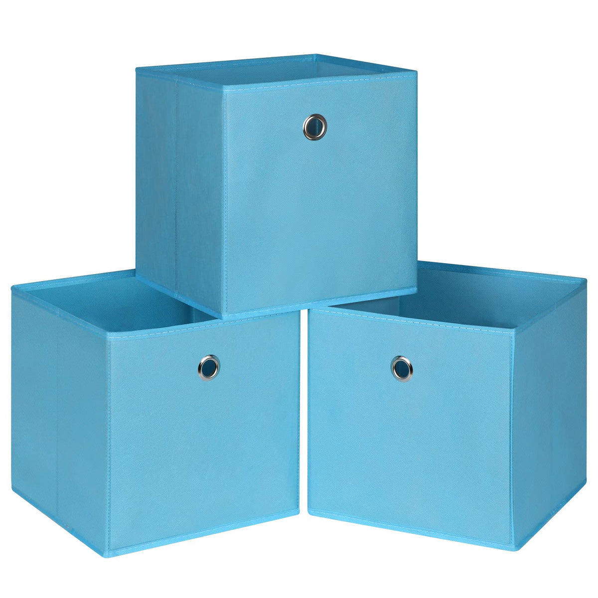 Black Foldable Storage Cubes Bins ,11 Inch Cloth Storage Cube Fabric Storage Box Cubes Organizer Baskets with Handles for Home Organizer Set of 3 (Black)
