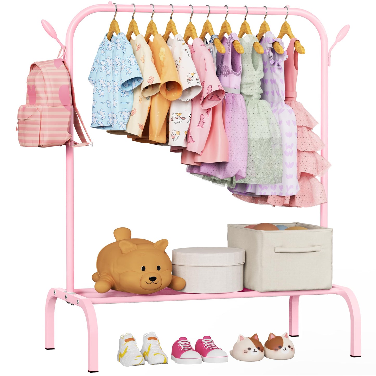 Kids Clothes Rack for Ages 3-6, Montessori Kids Clothing Rack, White