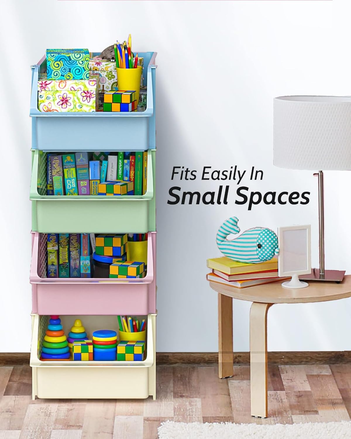 Skywin Stackable Storage Bins Open Front for Pantry Storage, 4 Pack - Multi