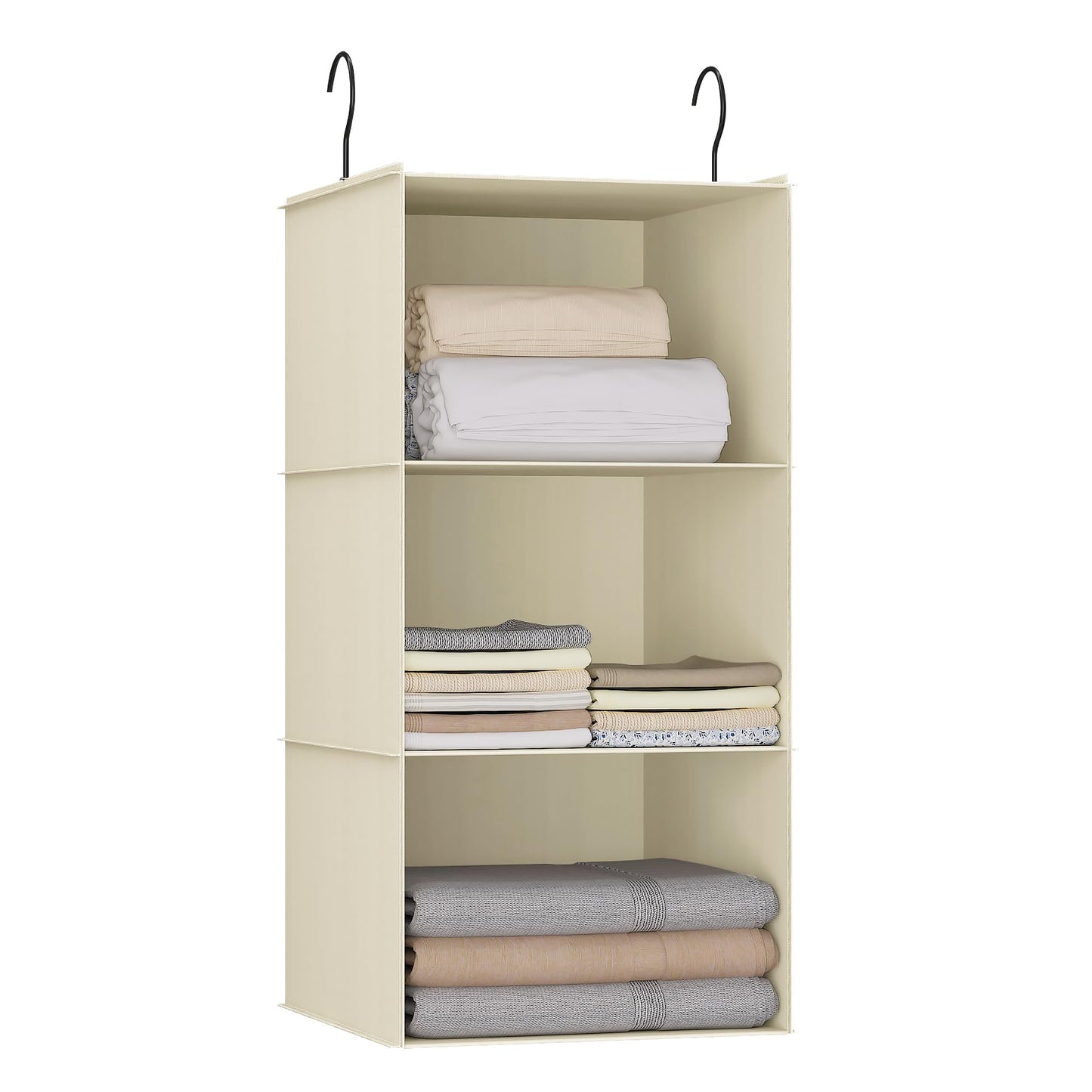 Hanging Closet Organizer 3-Shelf, Oxford Fabric Wardrobe Storage, Gray