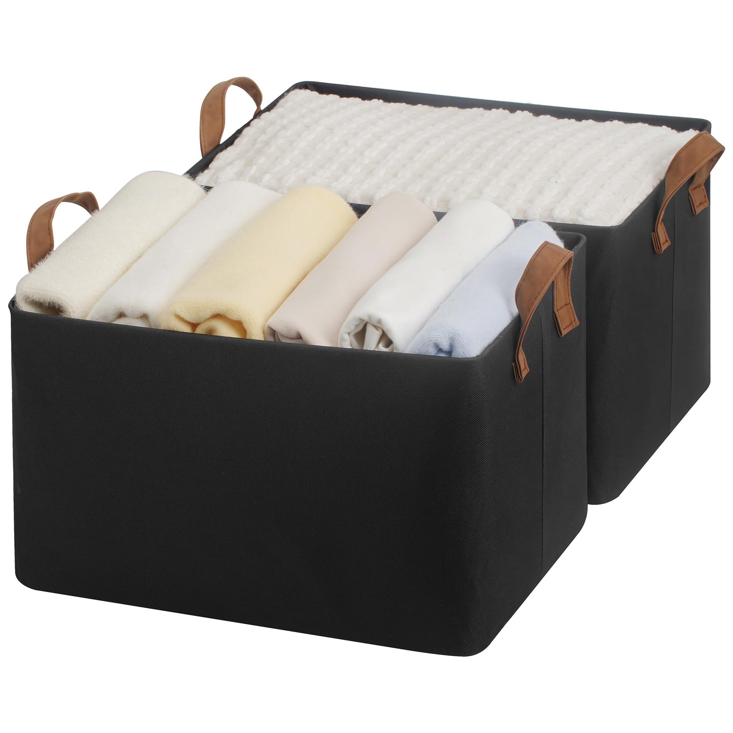 StorageWorks Fabric Storage Bins, Khaki and Beige Stripes, 2-Pack