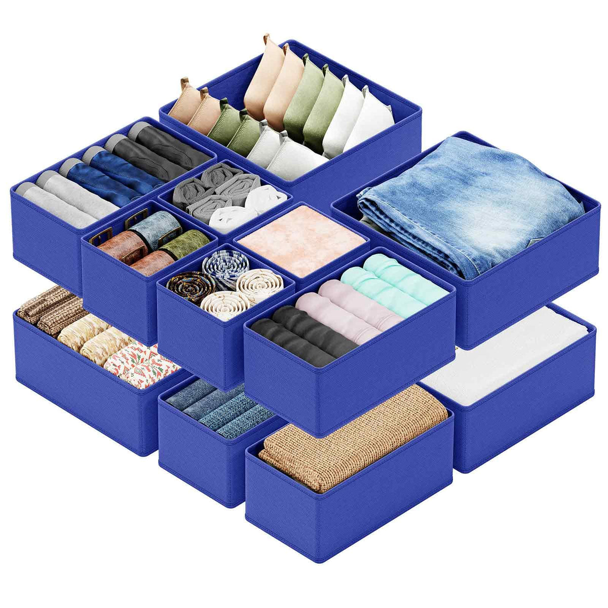SpaceAid Drawer Organizer Clothes, 12 Pack Dresser Organizer Bins for Nursery, Closet Organization and Storage Dividers for Clothing, Baby Clothes, Underwears, Socks (Black)