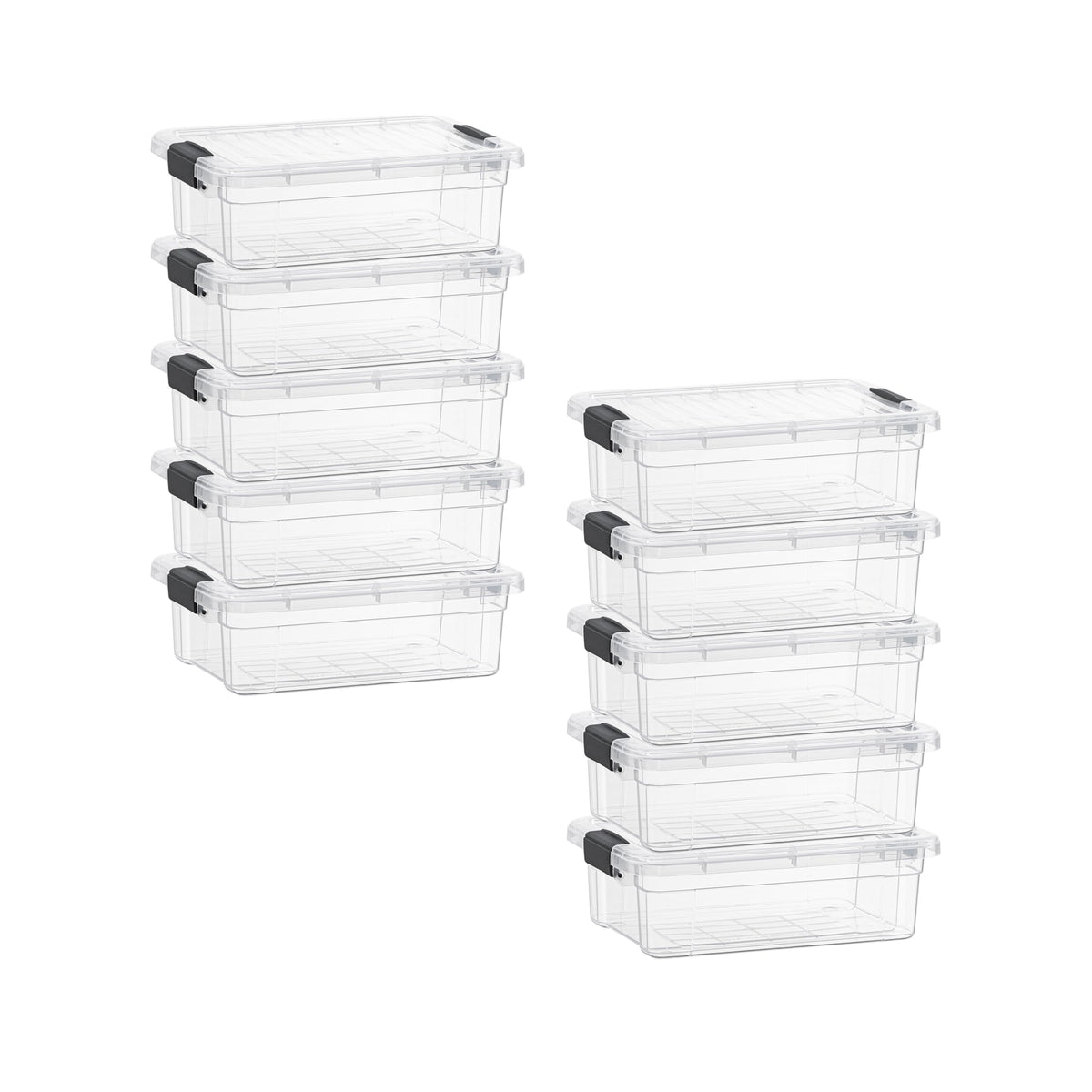 Superio Clear Plastic Storage Bins with Lid, 4.5 Quart Box, Organizing Containers, Stackable Plastic Tote for Home, Garage, Dorm, School, and Office