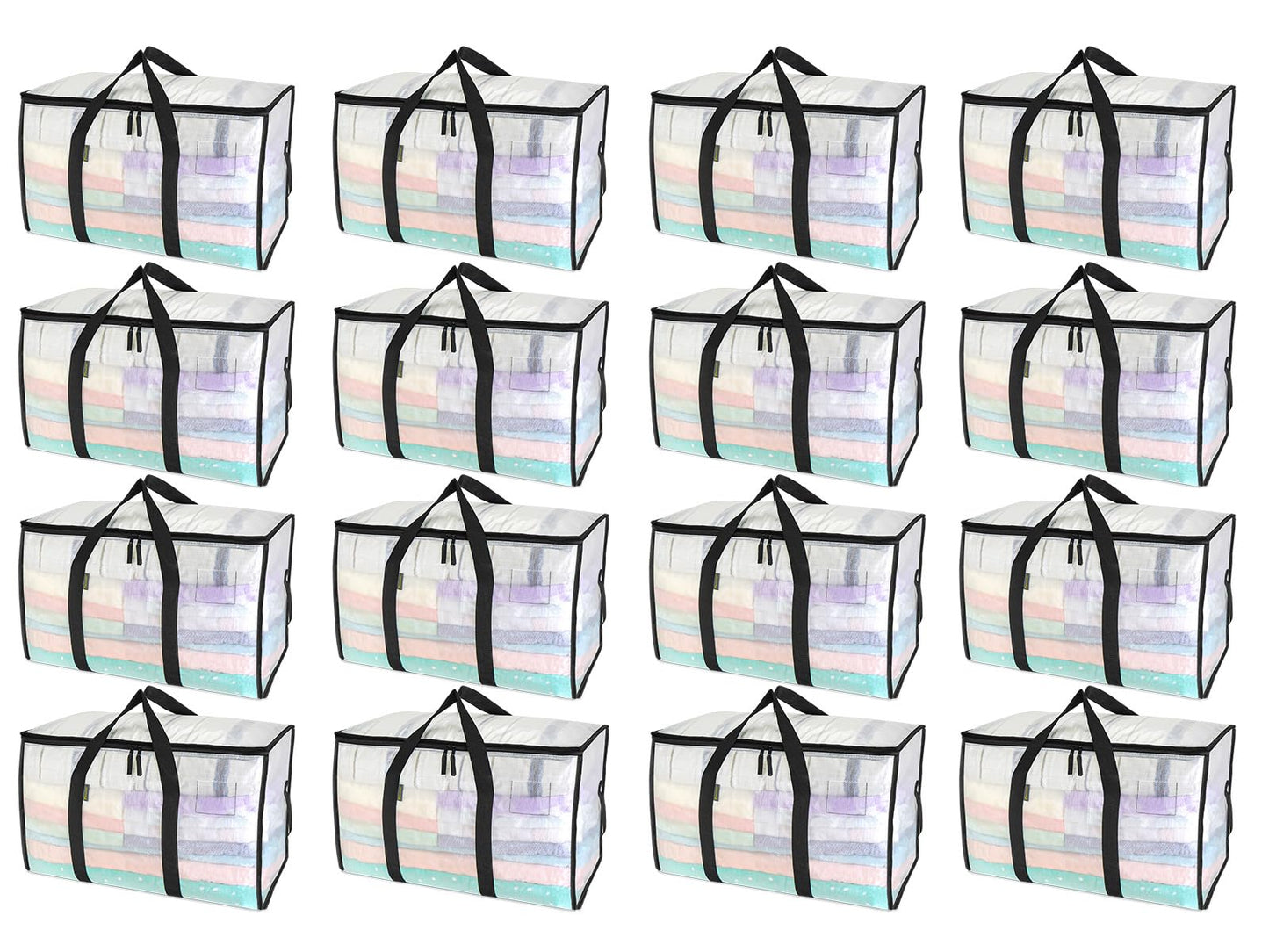 BALEINE 6-Pack Oversized Moving Bags with Reinforced Handles, Heavy-Duty Storage Tote for Clothes, Moving Supplies (Clear, 6-Pack)