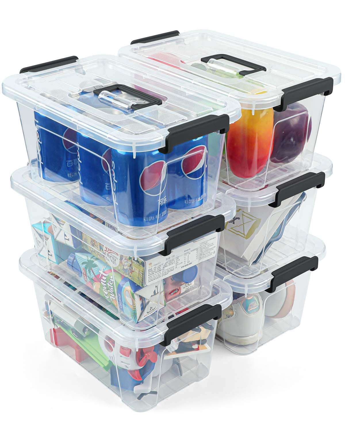 NUMIFUN 7Qt Clear Plastic Storage Bins with Lids,Transparent Design,6 Pack