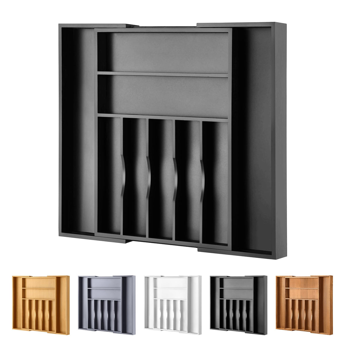 Expandable Bamboo Kitchen Drawer Organizer for Cutlery and Utensils, Adjustable Bamboo Wood Cutlery Tray in Drawer for Flatware and Silverware in Kitchen, (Natural)