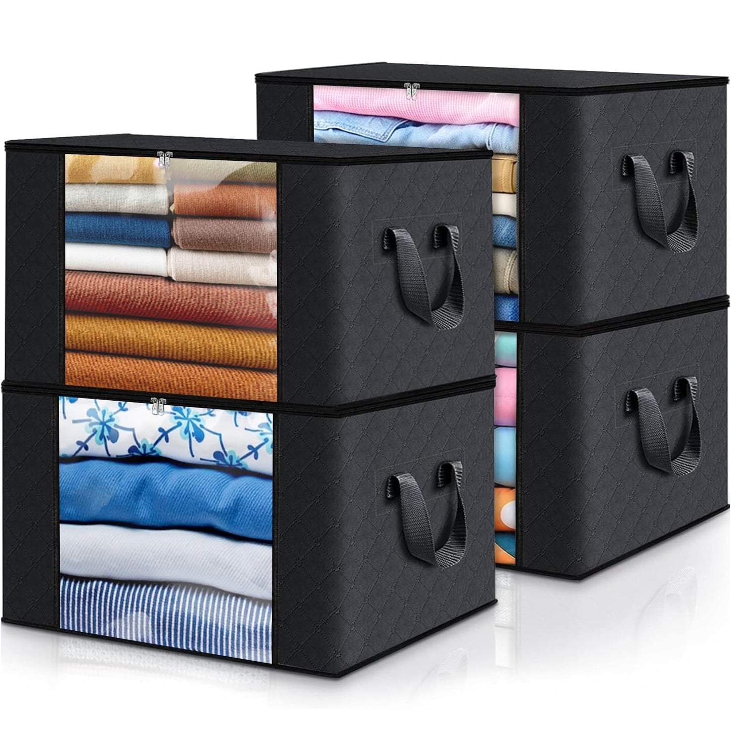 Fab totes 6 Pack Storage Bags for Clothes Blanket Storage Bins with Lids