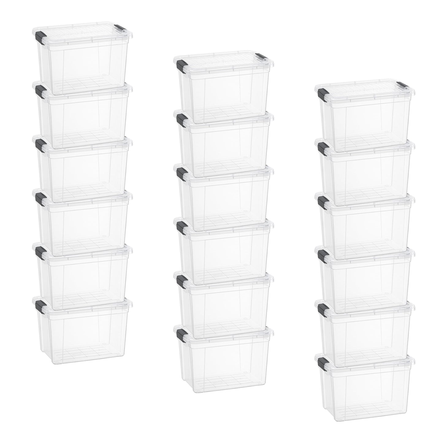 Superio Clear Plastic Storage Bins with Lid, 4.5 Quart Box, Organizing Containers, Stackable Plastic Tote for Home, Garage, Dorm, School, and Office