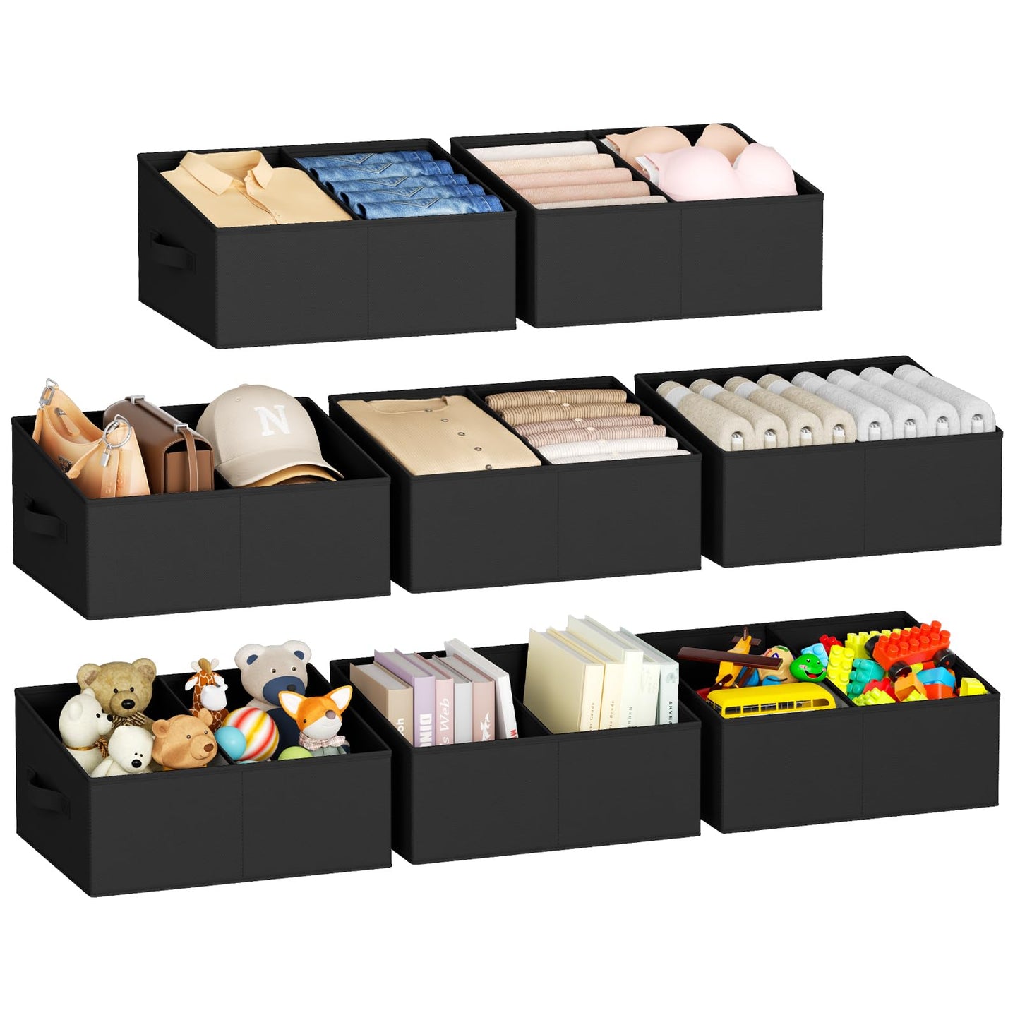 DIMJ Closet Storage Bins - Fabric Storage Baskets for Shelves, Collapsible Closet Organizers and Storage with Handles, Trapezoid Shelf Organization Storage Cubes for Purse, Toys, Books, Towel, Socks
