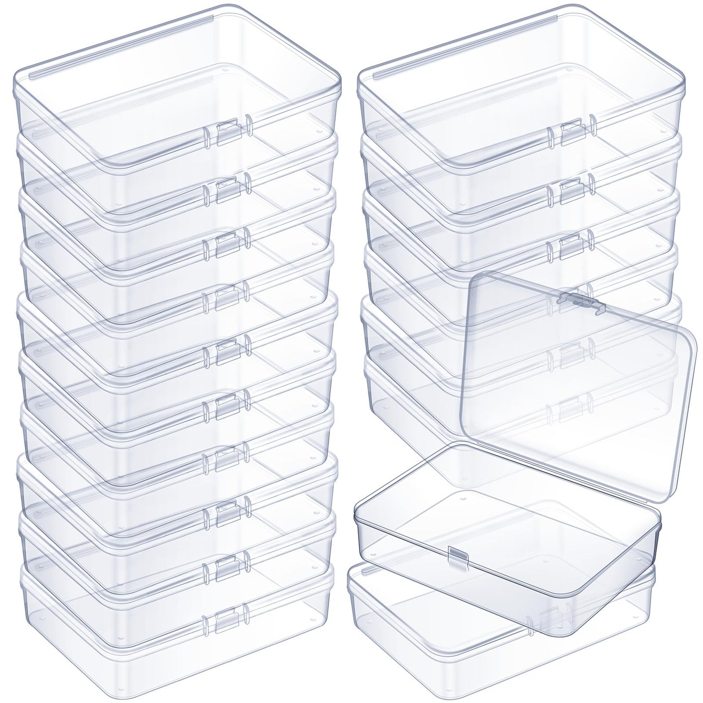 Jetec 6 Pieces Small Clear Plastic Storage Box, 3.3 x 2.1 x 1 Inch