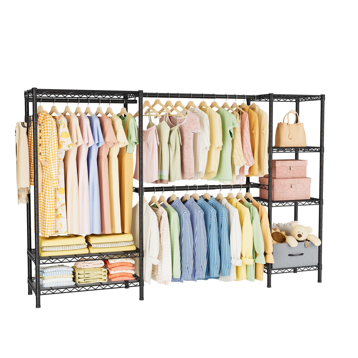 Golpart Heavy Duty Clothes Rack Metal Wardrobe with Adjustable Wire Shelves