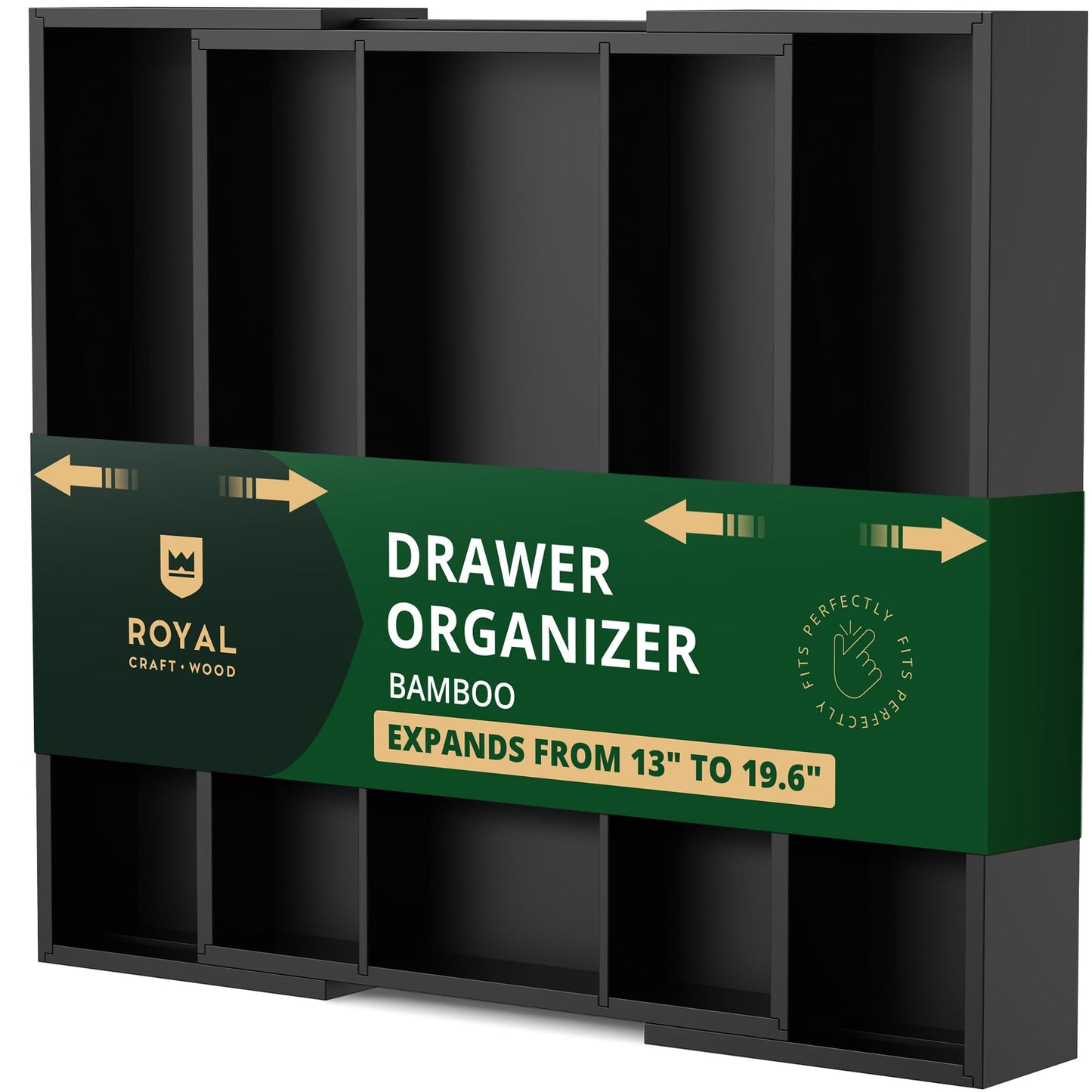 ROYAL CRAFT WOOD Luxury Bamboo Kitchen Drawer Organizer - Silverware Organizer, Utensil Holder & Cutlery Tray Drawer Dividers for Flatware (9 Slot, Natural)