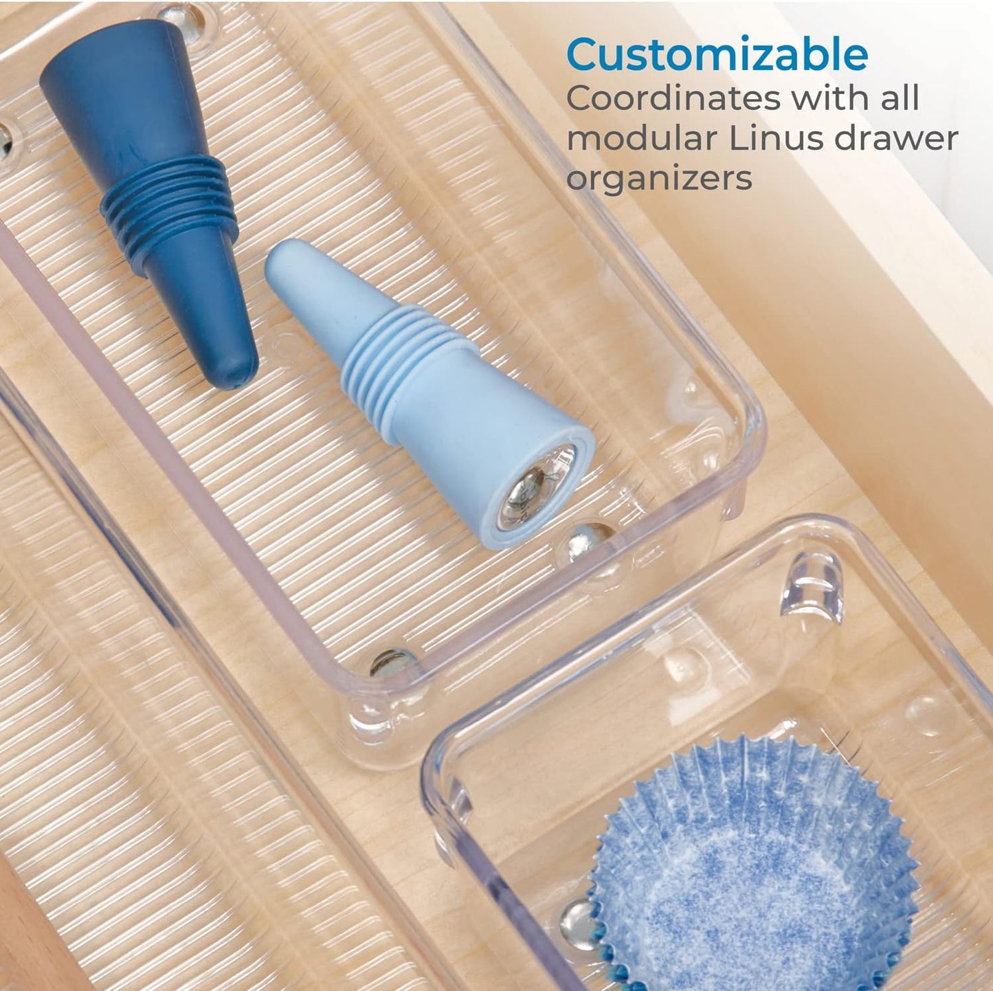 iDesign Plastic Drawer Organizer, Set of 2, Clear