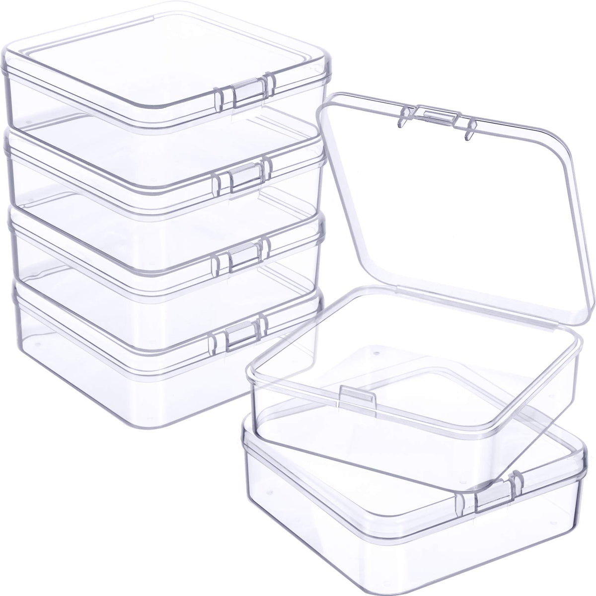 Jetec 6 Pieces Small Clear Plastic Storage Box, 3.3 x 2.1 x 1 Inch