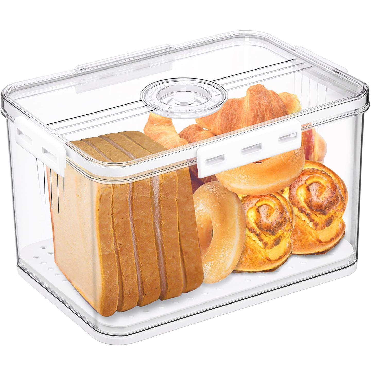 Gifhomfix Bread Box Bread Boxes for Kitchen Counter Airtight, Time Recording Bread Storage Container with Lid, Bread Keeper for Homemade Bread, Toast, Bagel, Donut and Cookies, Grey