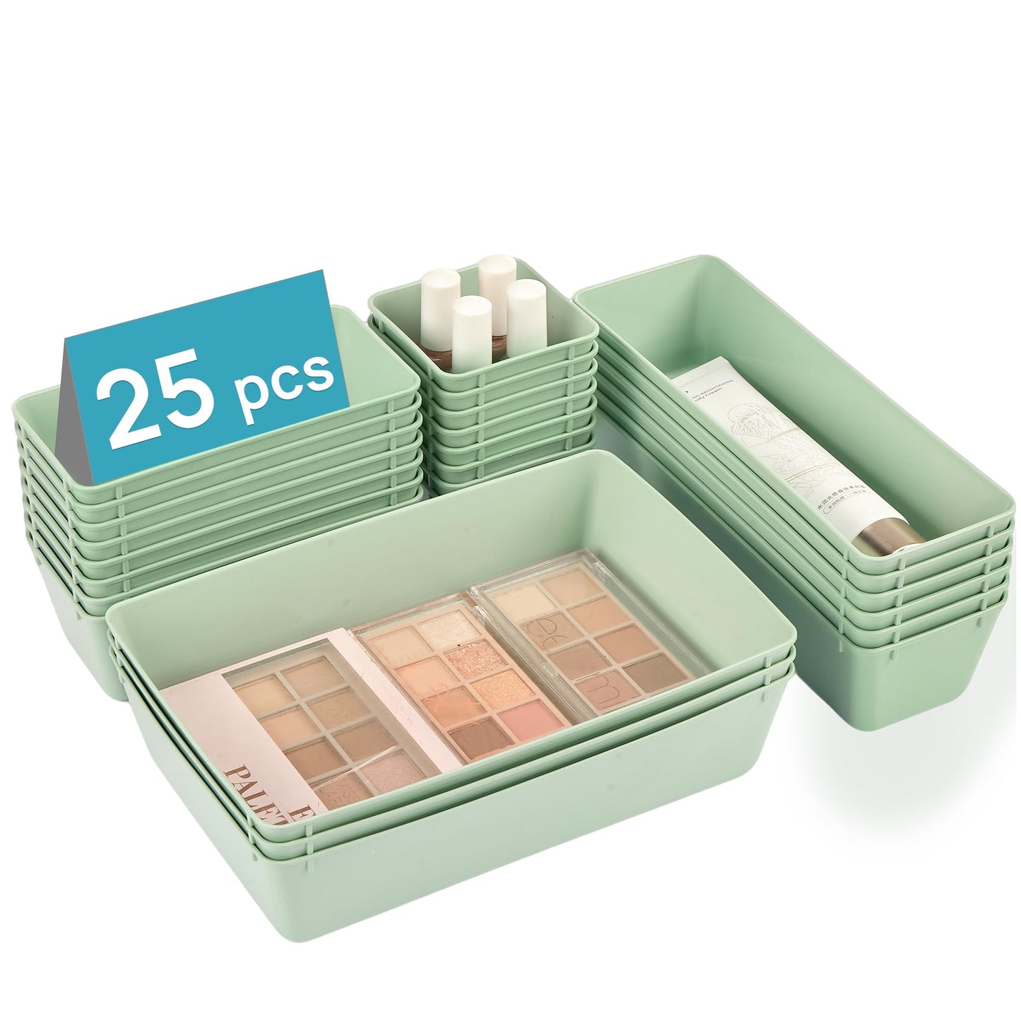 Vtopmart 25 Pack Plastic Drawer Organizers with Non-slip Rubber Pads