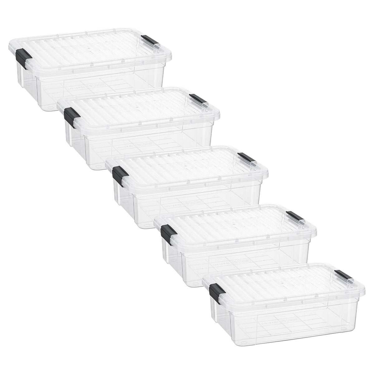 Superio Clear Plastic Storage Bins with Lid, 4.5 Quart Box, Organizing Containers, Stackable Plastic Tote for Home, Garage, Dorm, School, and Office