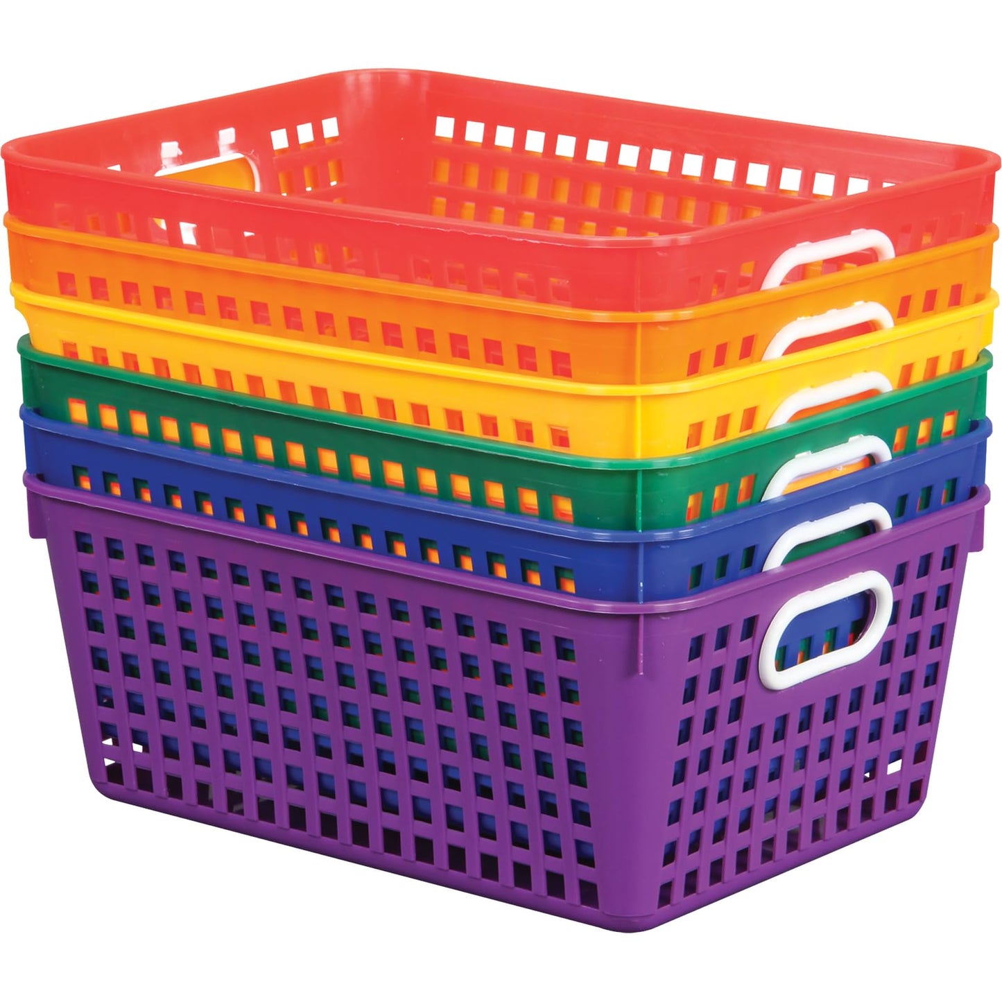 Really Good Stuff Medium Plastic Book Baskets, 11" by 7.5" by 4.5", 6-Pack