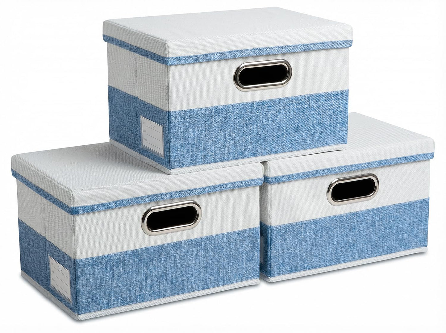 PRANDOM Large Collapsible Storage Bins with Lids [3-Pack] Linen/Cotton Blend Foldable Storage Boxes Organizer Containers Baskets Cube with Cover for Home Bedroom Closet Office Nursery(17.7x11.8x11.8)