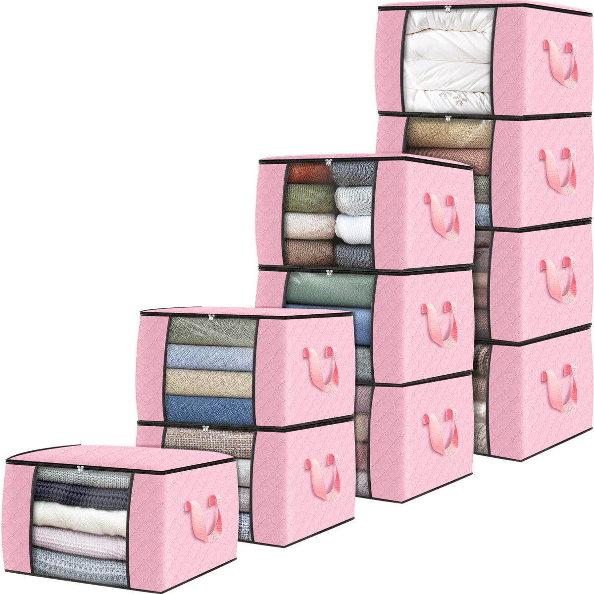 Fab totes 6 Pack Storage Bags for Clothes Blanket Storage Bins with Lids