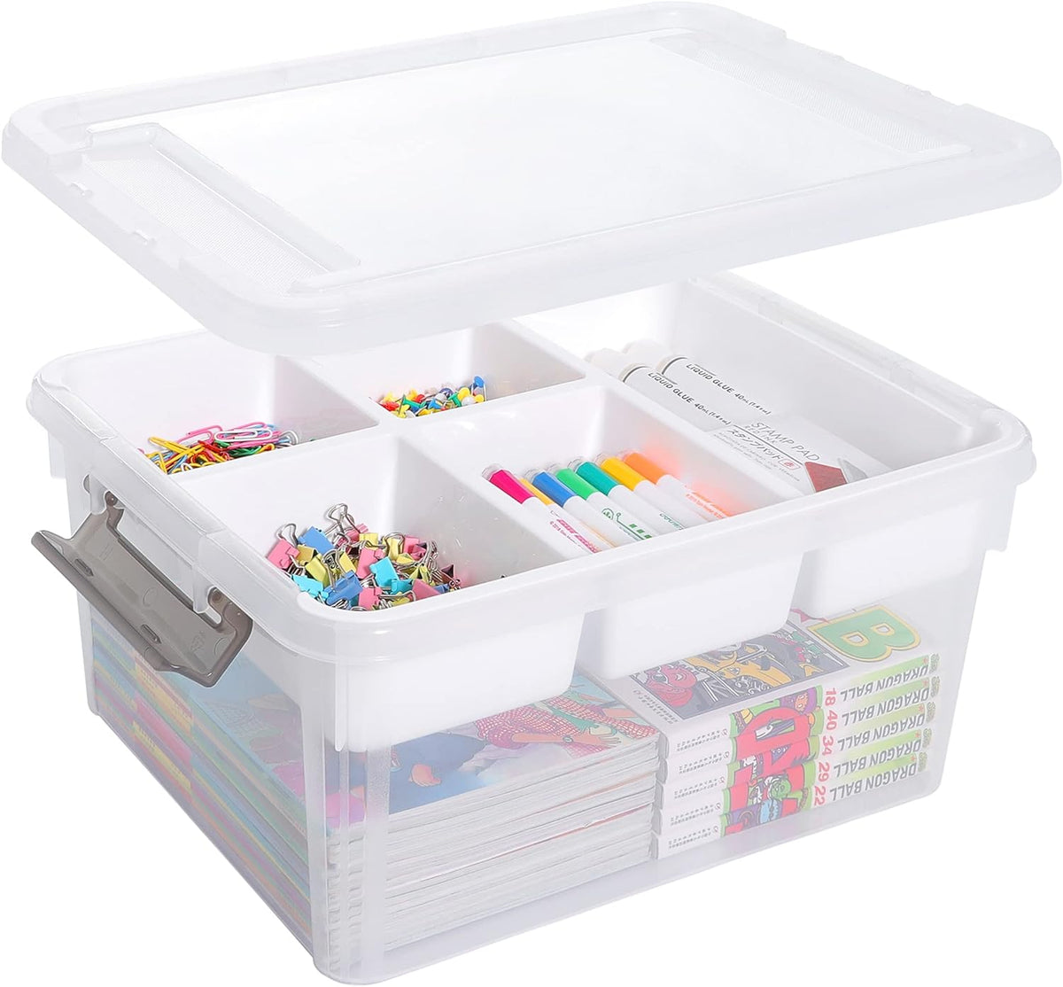 Citylife 17QT Clear Craft Organizers and Storage Box with Removable Tray