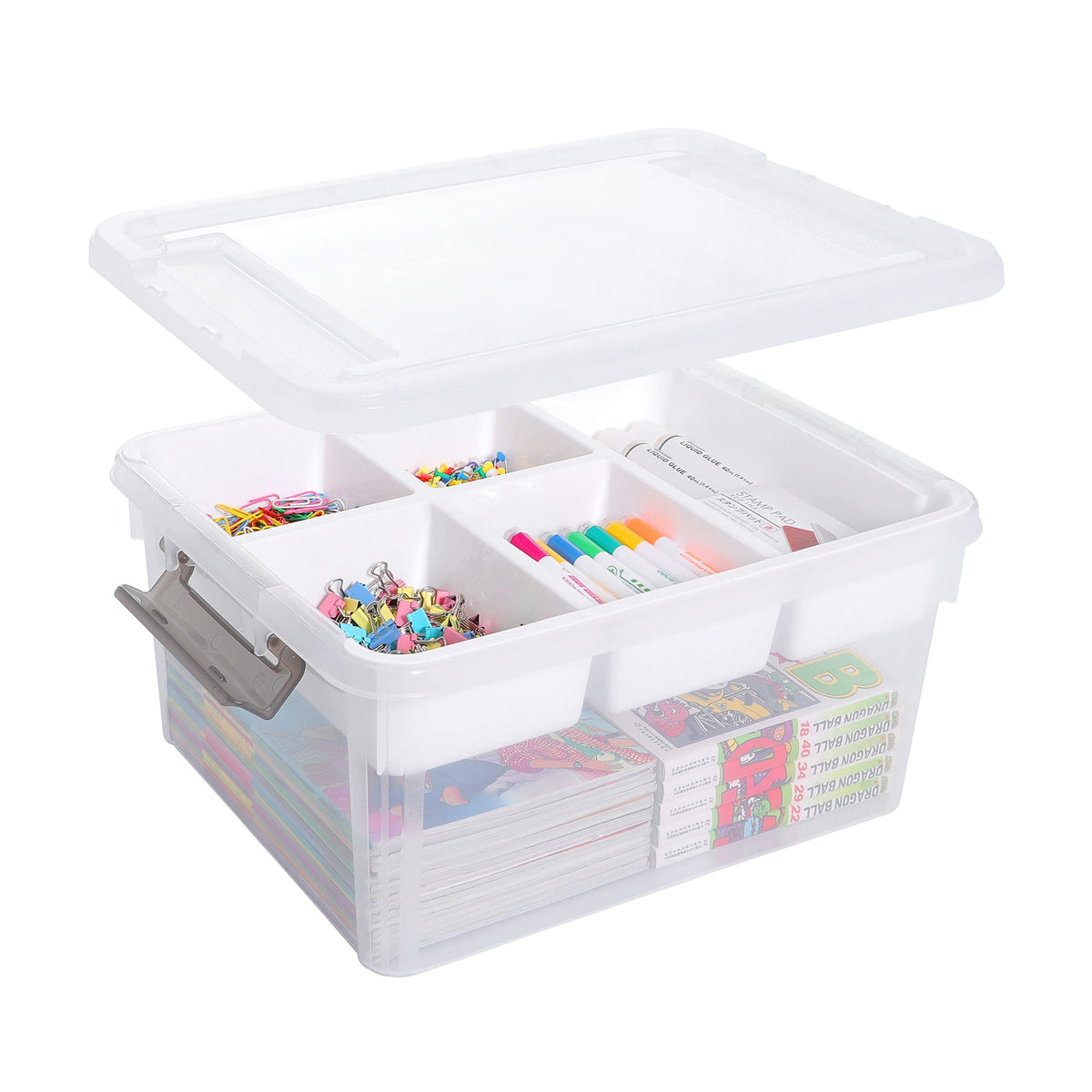 Citylife 17QT Clear Craft Organizers and Storage Box with Removable Tray